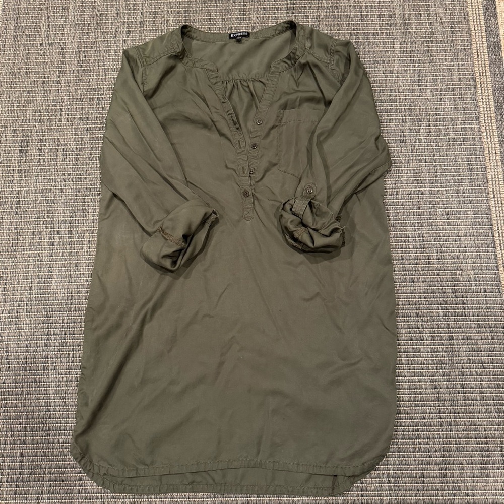 Express Olive Green Long Sleeve Dress/ Tunic/ Coverup